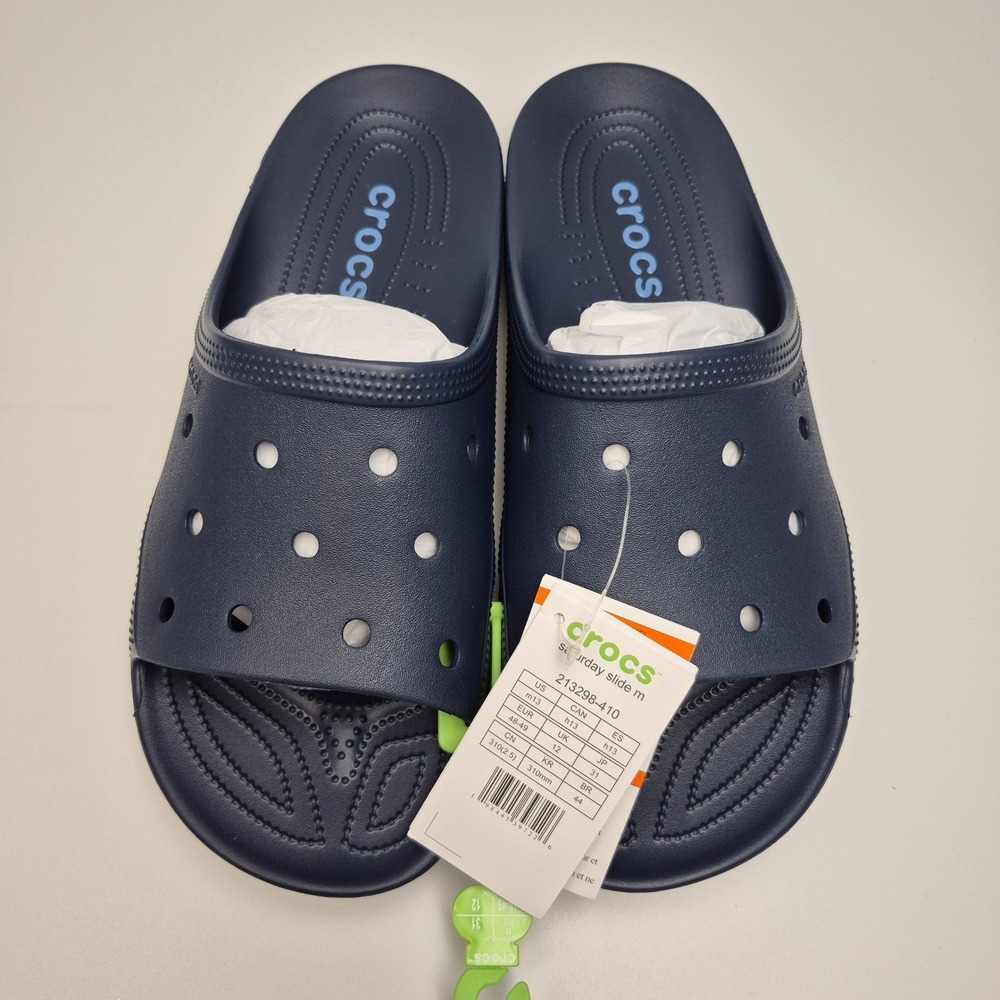 Crocs Men's Saturday Slide Blue Size 13 Sandals Shoes 213298-001